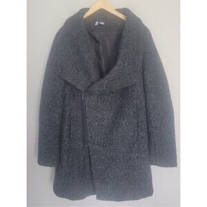H&M Divided Women’s M Wool Blend Bouclé Asymmetrical Zip Coat Gray